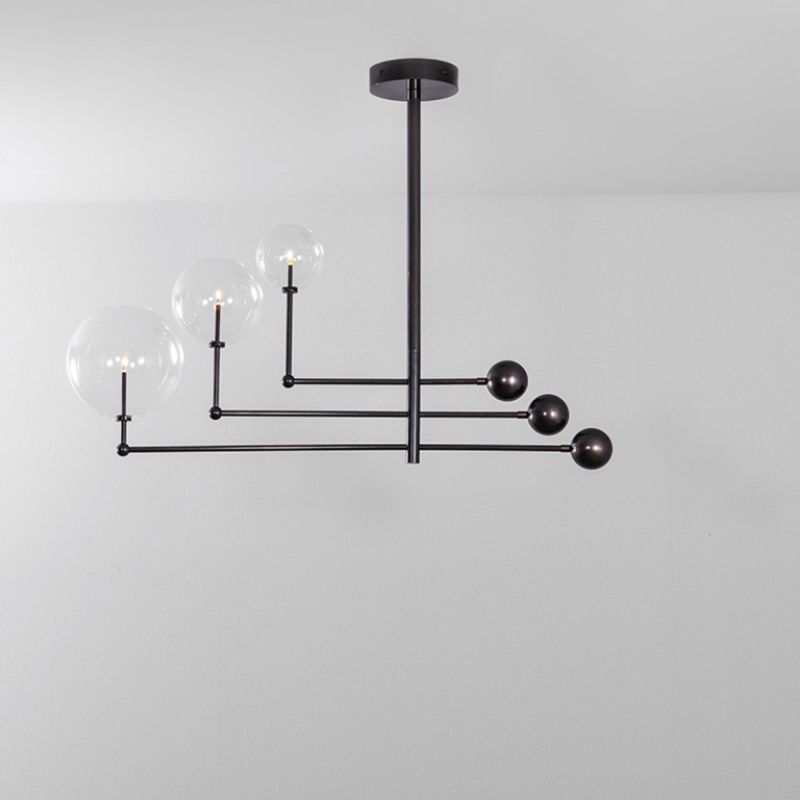 Schwung Universe Black Gunmetal Transparent Globe Chandelier